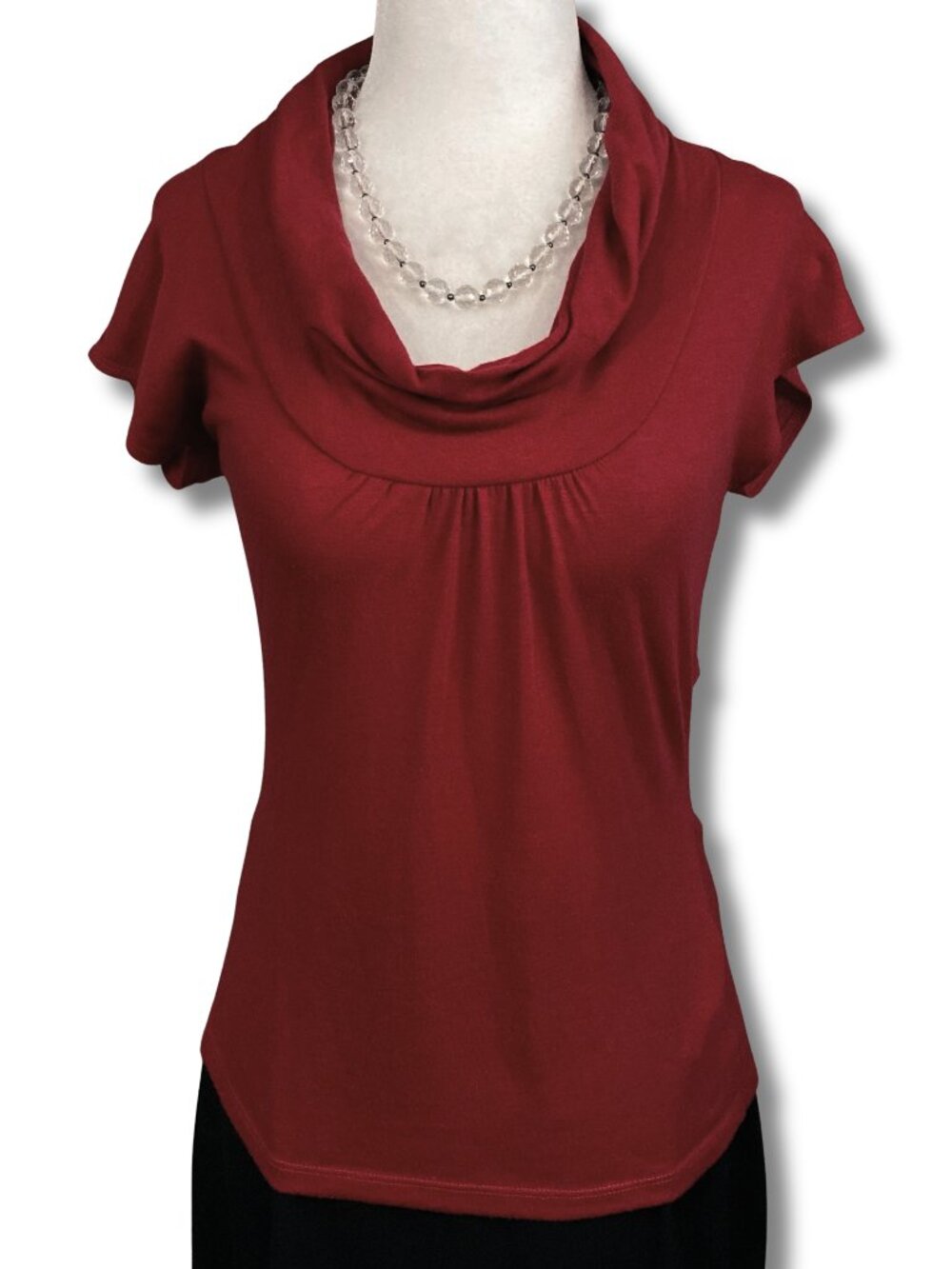 L8TER Vintage dark red cowl-neck top Y2K goth XS SMALL dolman cap sleeve shirt